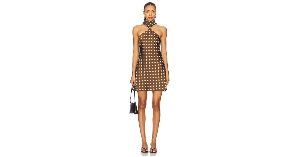 hendrix dress in brown dots maude club Color:Blue Daffodi Flower this dress shines with handle:sayla-dress-pecan SEROYA Bella Mini Dress