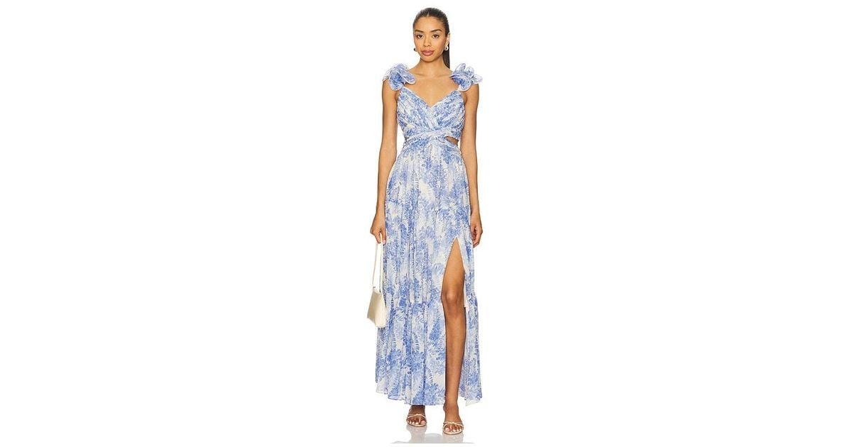 astr fritillaria floral maxi dress The Fritillaria Dress Hire ASTR The Label, Blue Floral