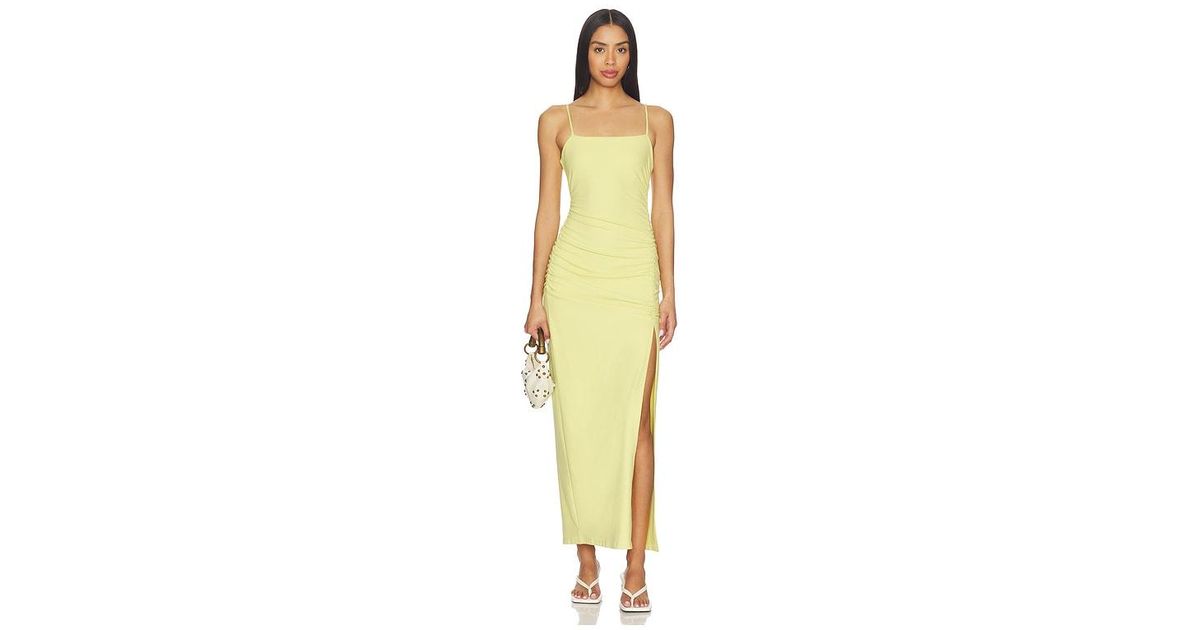 Monaco String Susana Monaco String Gathered Slit Dress in Yellow | Lyst UK