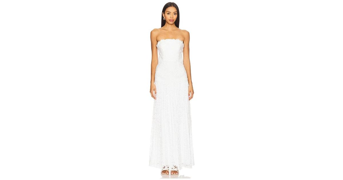 MILLY Norelle Strapless Pleated Dress in White | Lyst