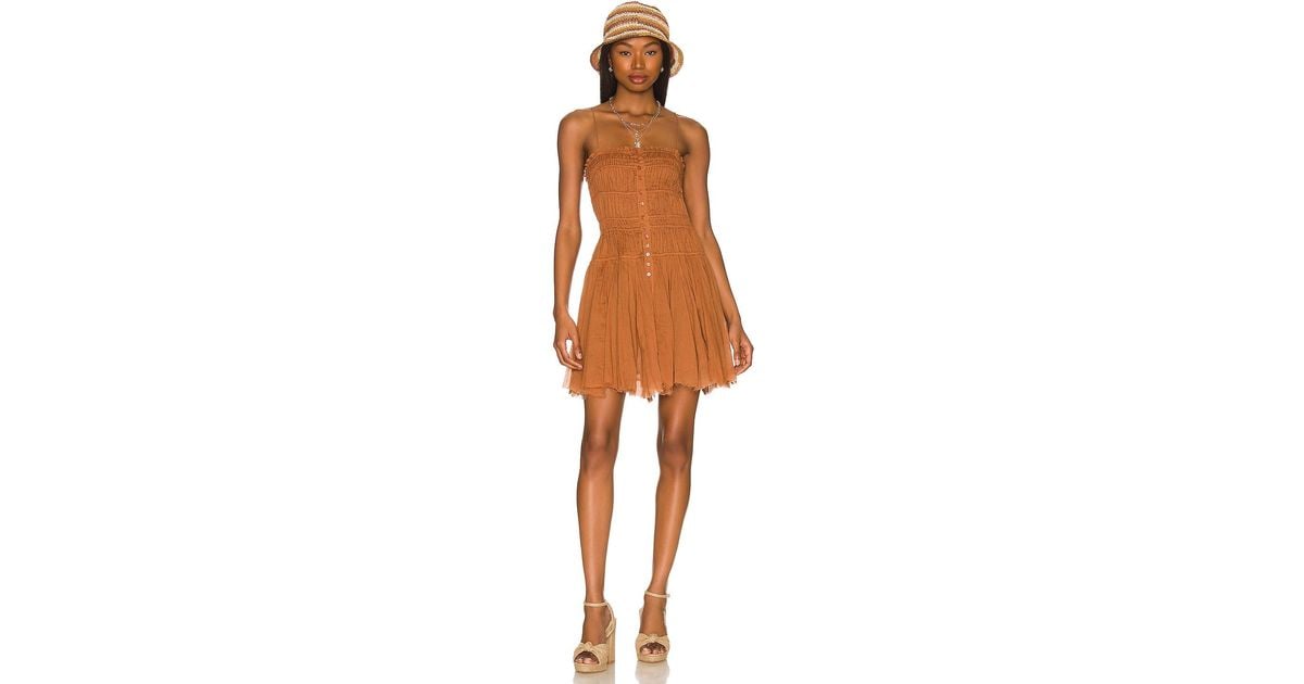 Free People One Lausanne Slip Dress in Brown | Lyst