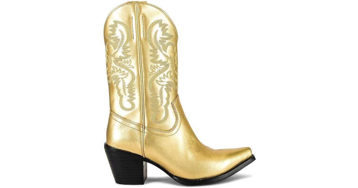 Jeffrey Campbell Leather Rancher Boot in Gold (Metallic) | Lyst