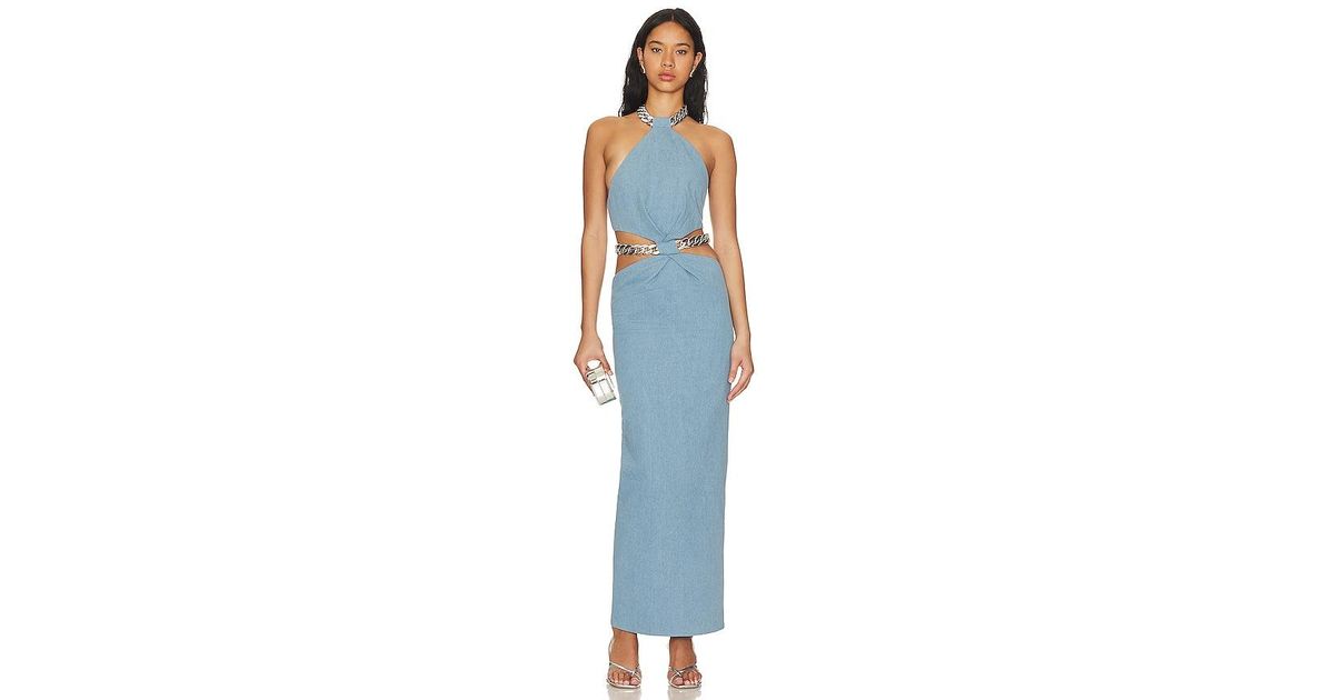 Bronx and Banco Naomi Halterneck Maxi Dress in Blue | Lyst