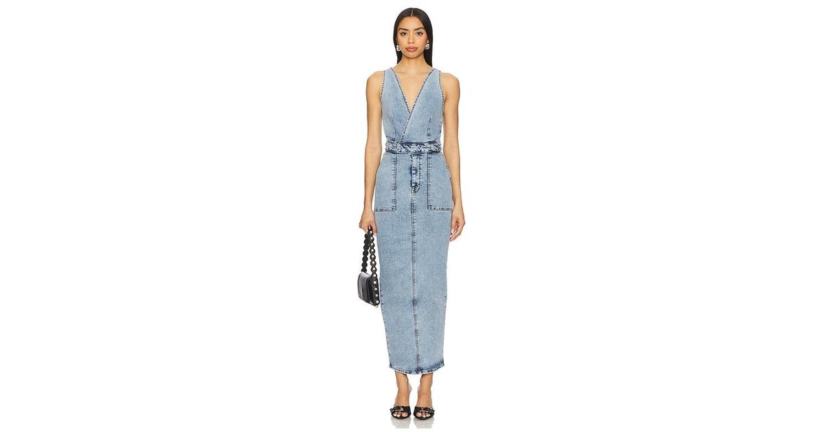 GOOD AMERICAN Fit For Success V-Neck Maxi Dress in Blue | Lyst