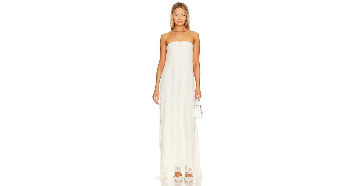 strapless lace maxi dress by we wore what Weworewhat Strapless Lace Maxi Dress In Ecru