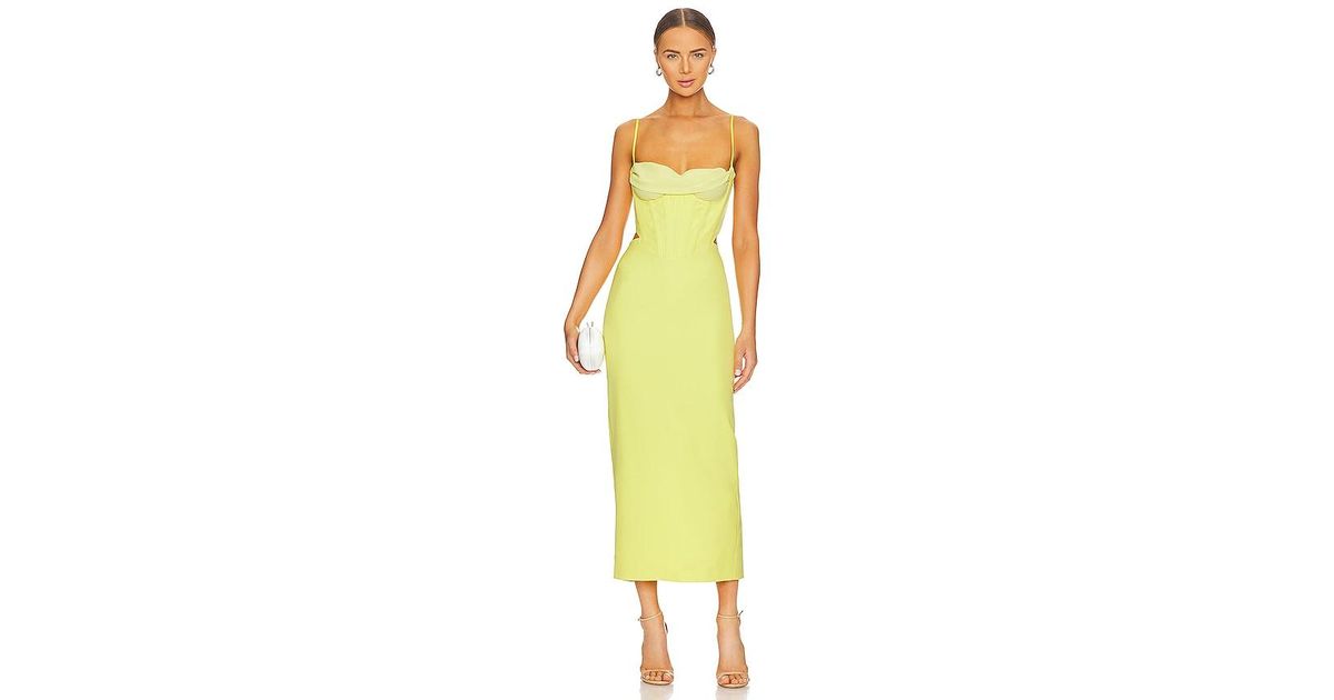 Bardot Martini Midi Dress in Yellow Lyst
