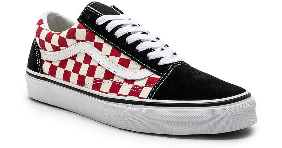 vans checkerboard old skool red and black