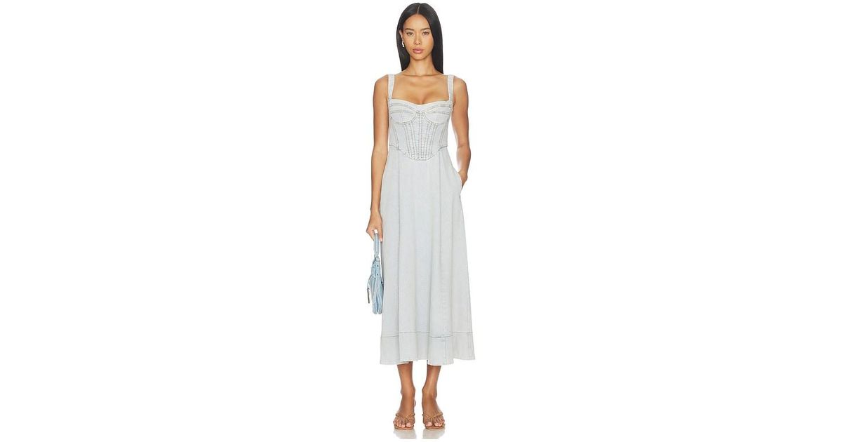 Bardot Lilah Denim Midi Dress in White
