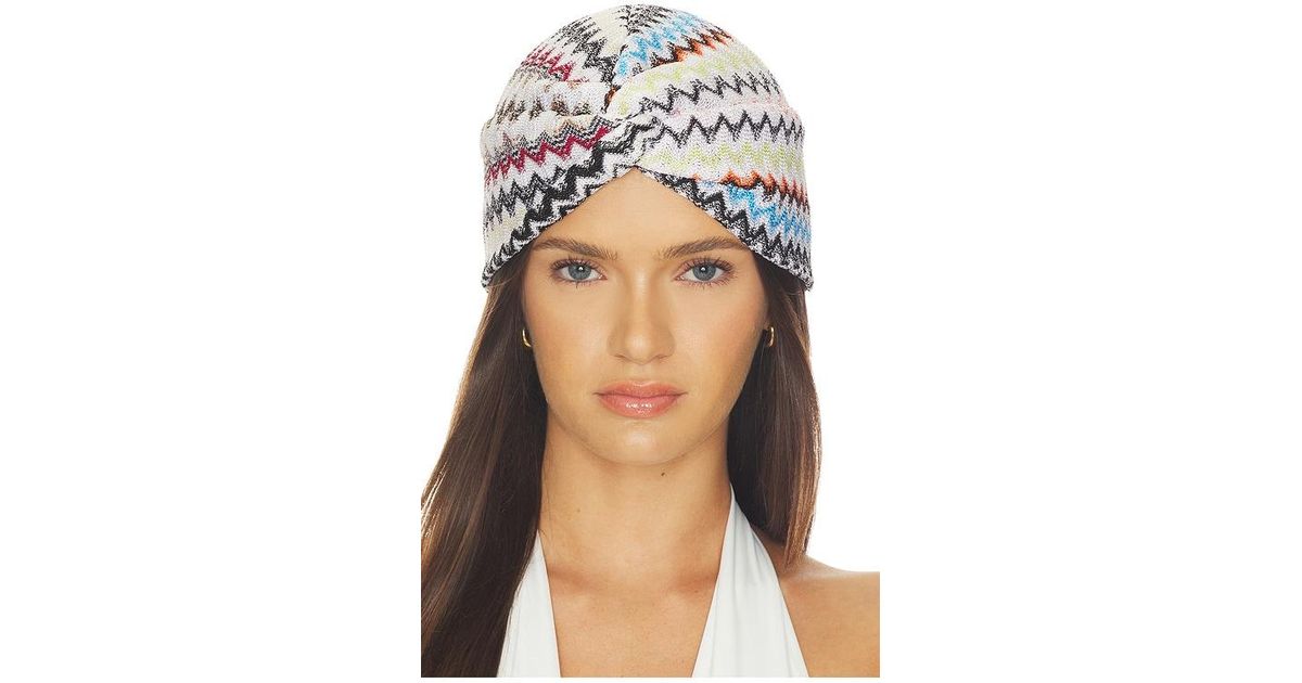 Missoni lame viscose chevron knit turban hat Missoni Lame Viscose Chevron Knit Turban Hat | ShopSimon main image 3