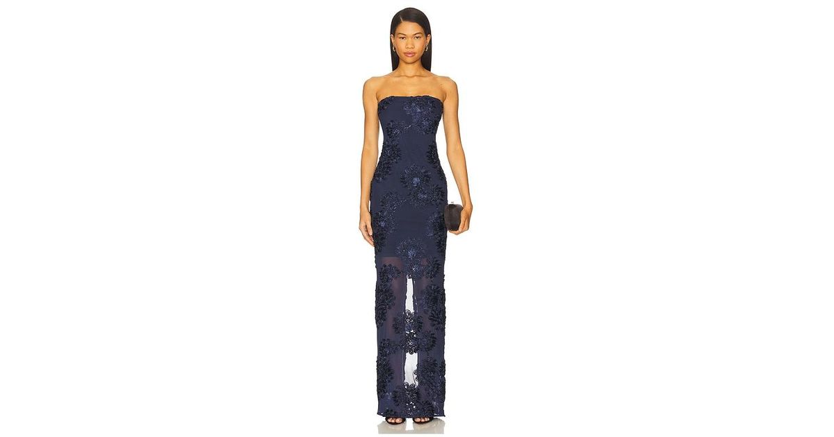ROTATE BIRGER CHRISTENSEN Mesh Maxi Dress in Blue | Lyst