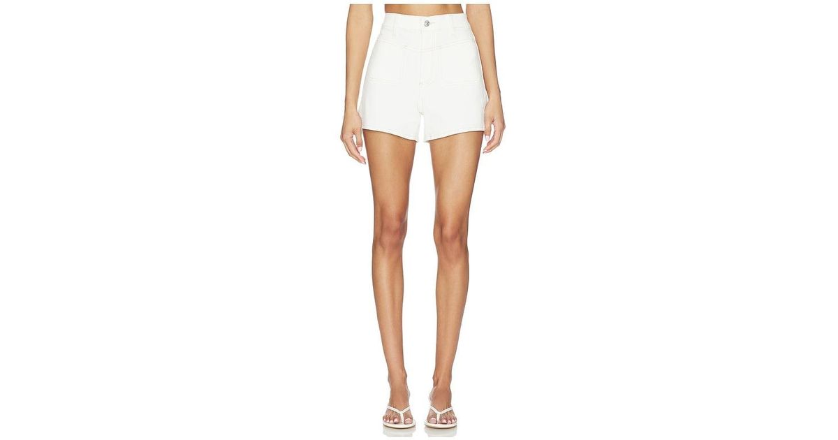 Through Pockets PAIGE Dani Short Front Yoke Stitch Through Pockets Short in White | Lyst