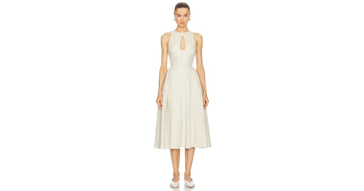 LPA Seina Midi Dress in White | Lyst UK