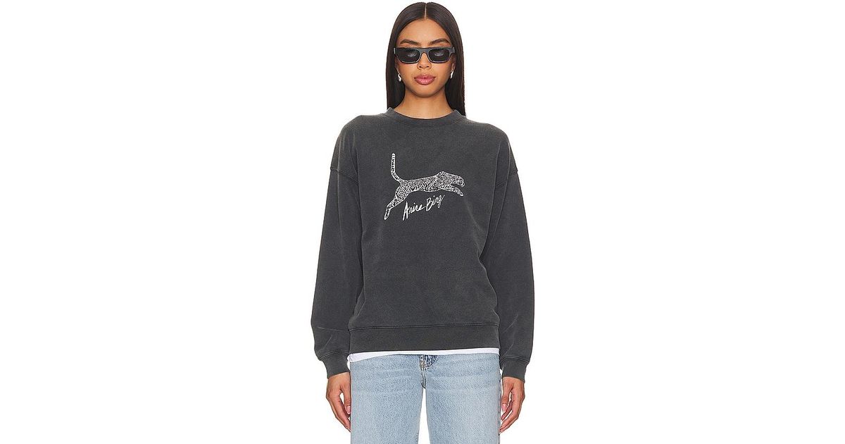 Anine Bing Spencer Sweatshirt Spotted Leopard in Black | Lyst Anine Bing Spencer Sweatshirt Spotted Leopard in Black | Lyst
