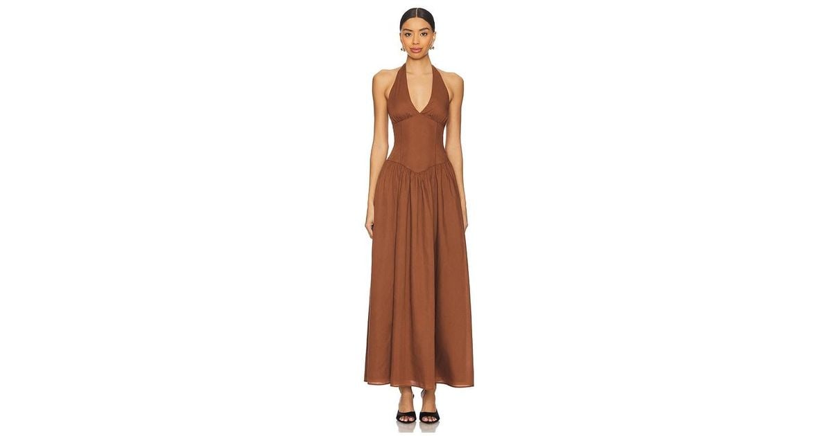 MORE TO COME Bexley Maxi Dress in Brown | Lyst