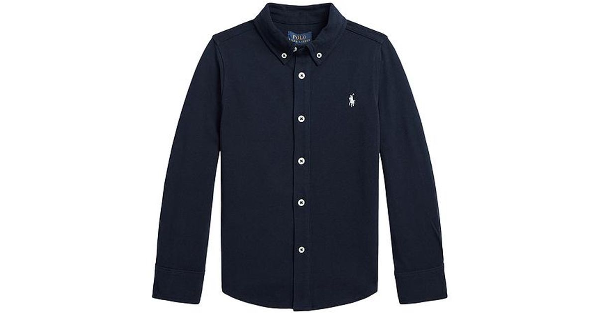 Polo Ralph Lauren Long Sleeve Featherweight Mesh Sport Shirt in Blue ...