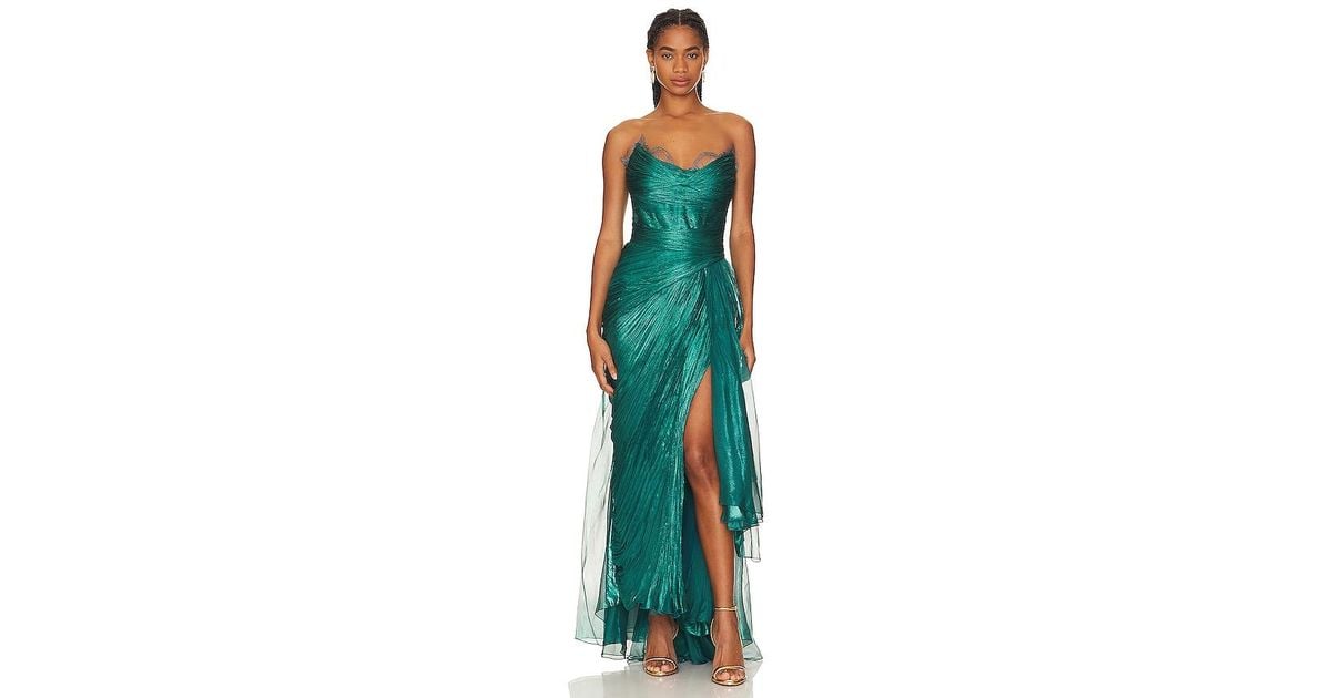 revolve green formal dress Bustier Satin Gown - Dark Green