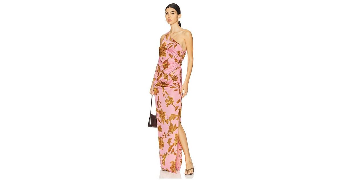 Rococo Sand One Shoulder Ruched Maxi Dress in White | Lyst