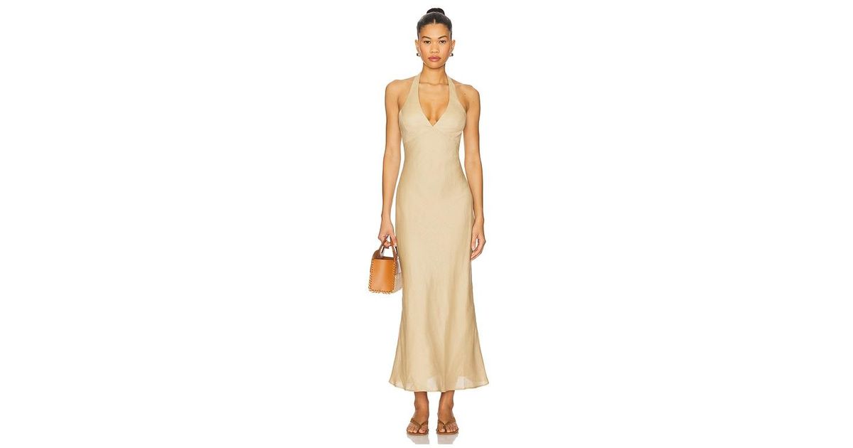 mumu jasmine halter maxi dress Show Me Your Mumu Jasmine Halter Maxi Dress Luxe Satin Ivory MD main image 1