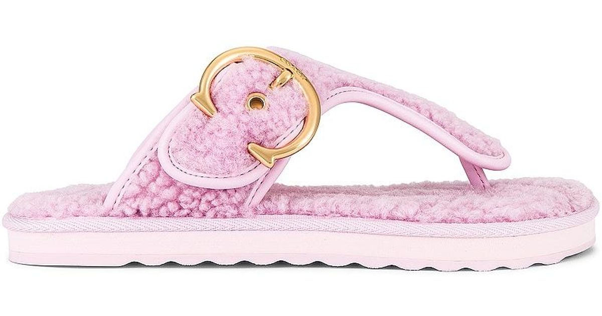 COACH Fur Hollie Flip Flop in Pale Pink (Pink) - Lyst