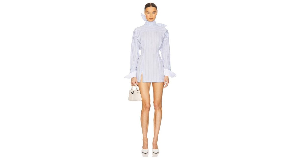 helsa poplin mini dress Helsa Mini Dress With Lace in Tech Poplin in White