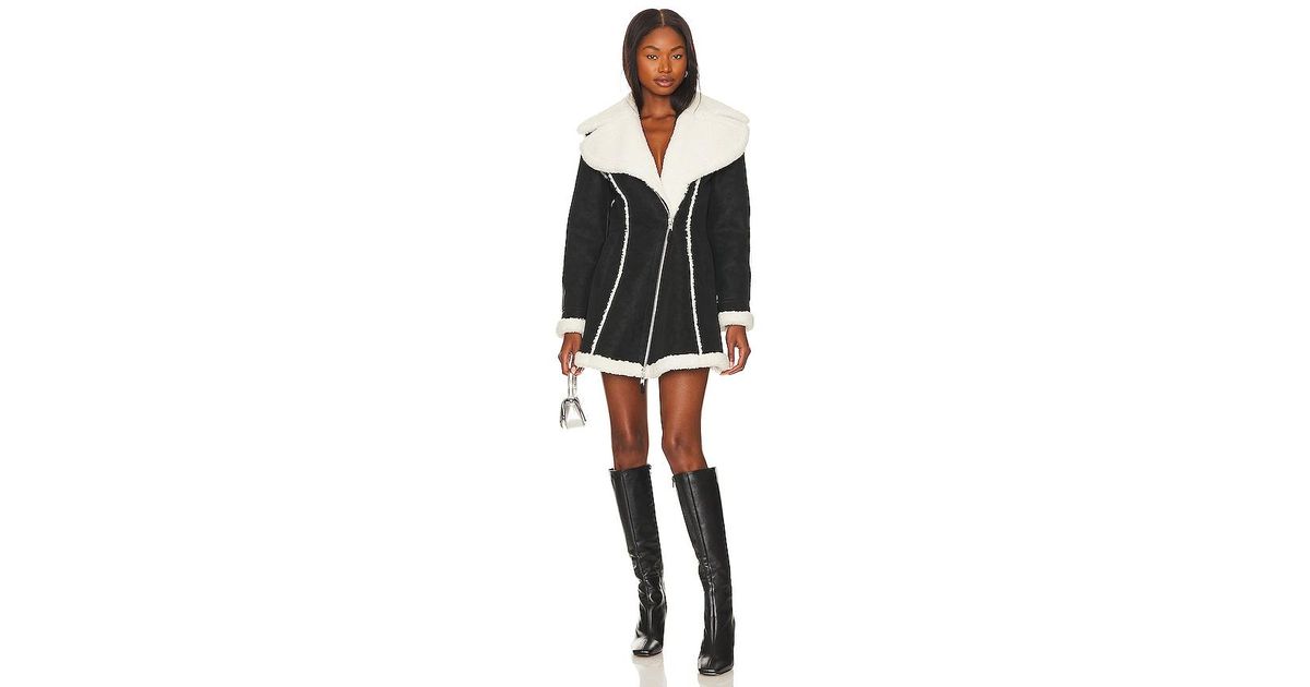 jaedon faux shearling jacket dress in black Ulla Johnson Irina Short Shearling Coat