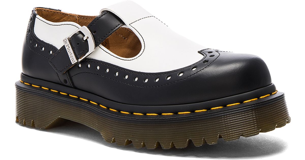 Dr. Martens Demize Brogue T Bar Loafer in White | Lyst
