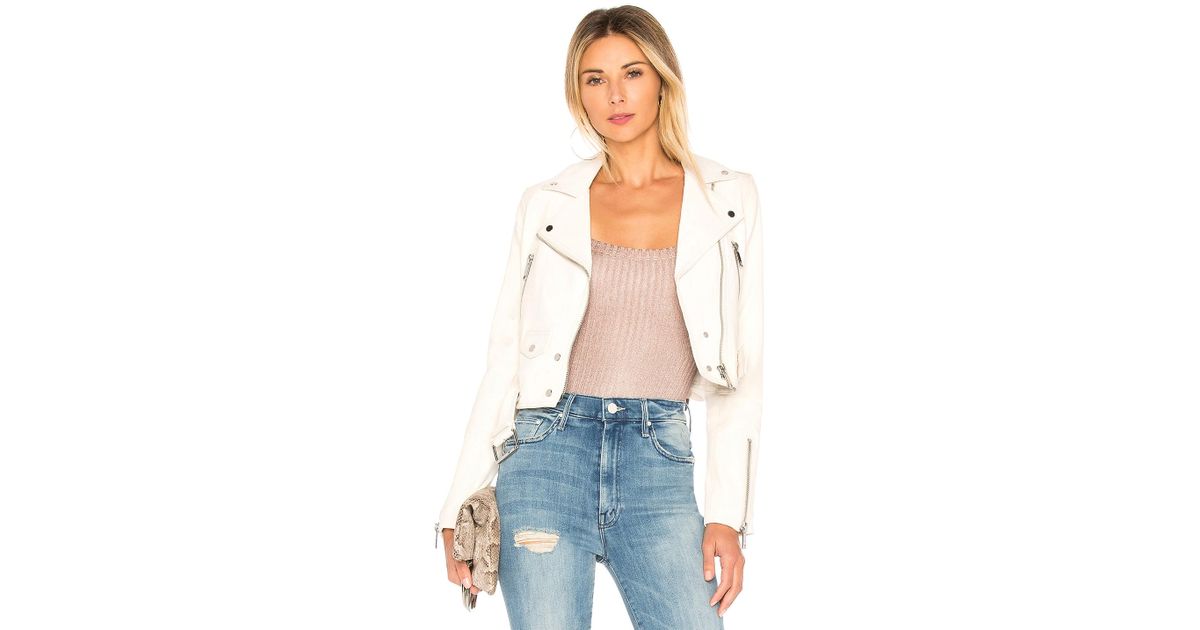 Lyst Lth Jkt Mya Cropped Biker Jacket In White