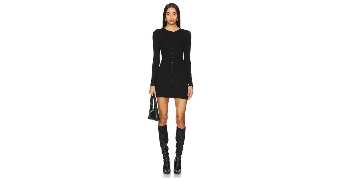 SNDY'S Henley Mini Dress in Black | Lyst