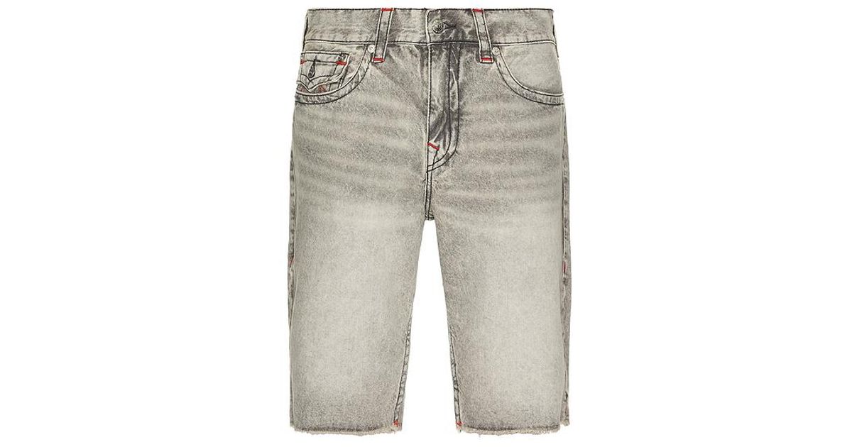 TRUE RELIGION Ricky Flap Short Fray Hem Short in White for Men