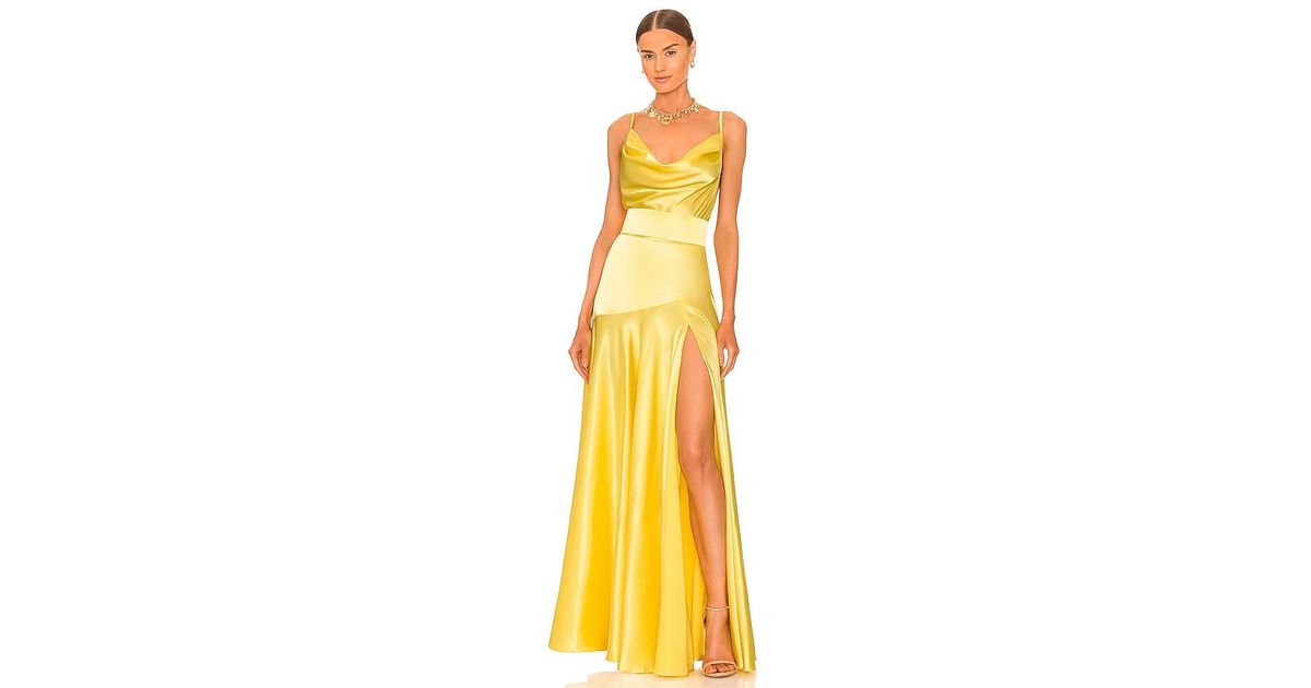 revolve yellow maxi dress NBD Revolve Yellow Cut Out Maxi Greta Gown Dress Sz Small