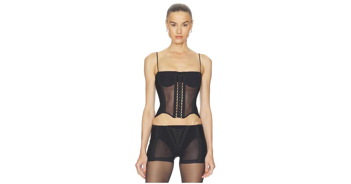Halo Layered Lace Up Corset Top In Black Lyst UK