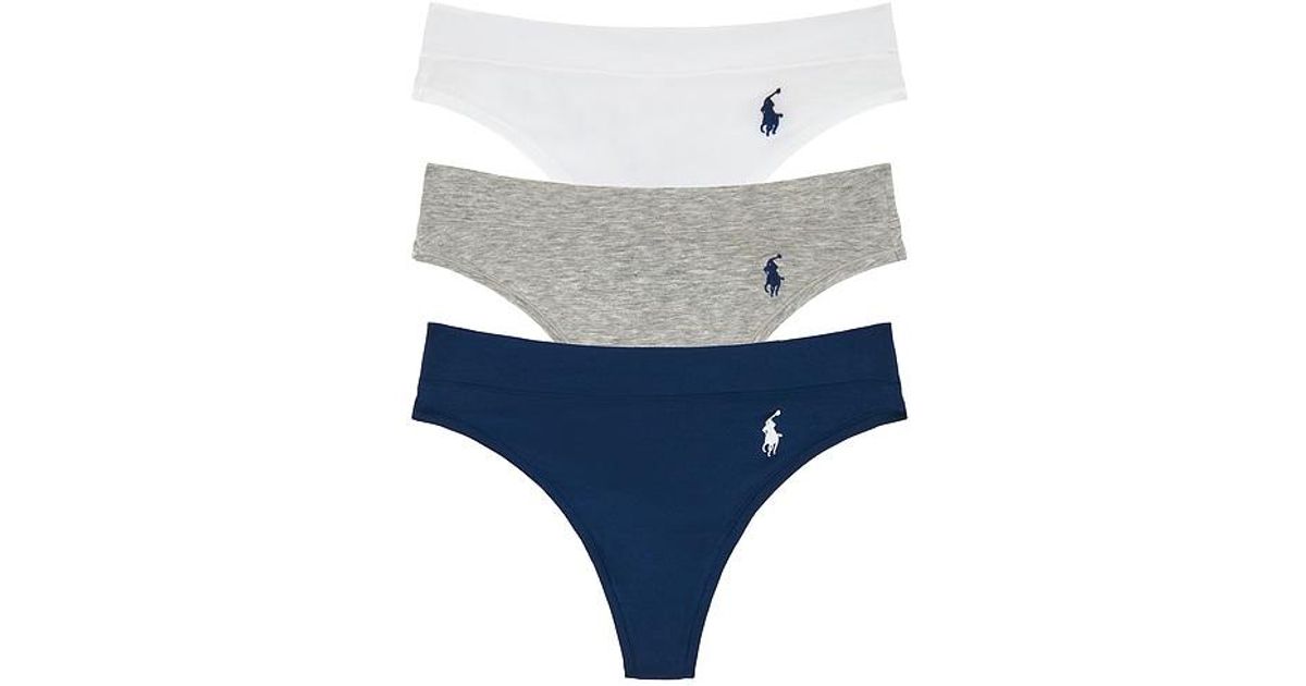 Polo Ralph Lauren Intimates Thong 3 Pack in Blue | Lyst