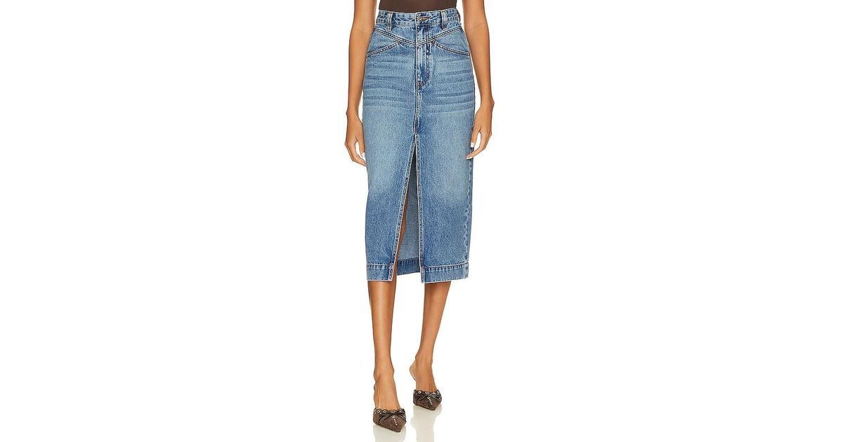 Bardot Jonah Midi Denim Skirt in Blue Lyst