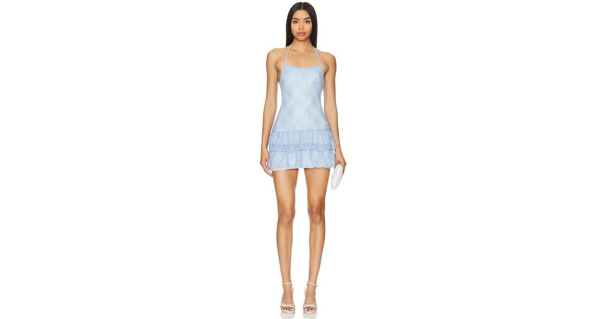 elsie halter mini dress MORE TO COME Elsie Halter Mini Dress in Blue
