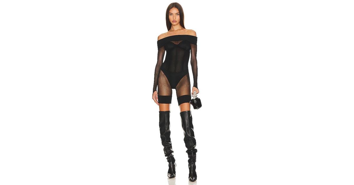 Poster Girl Rum Playsuit Shapewear Toxic Mesh Off The Shoulder