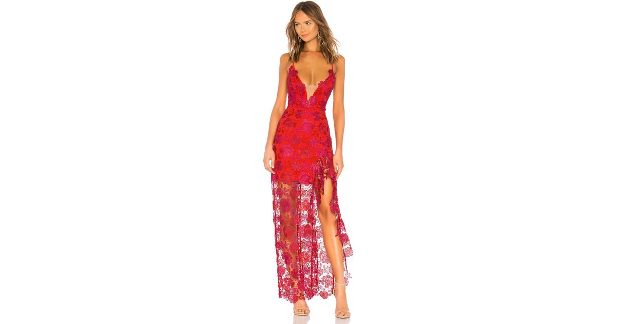 Lovers + Friends Lace Tarron Gown in Magenta & Red (Red) Lyst