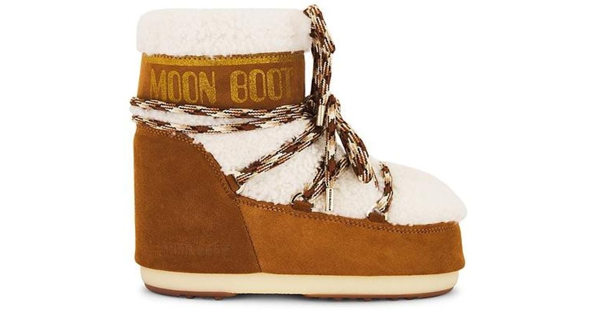 Moon Boot Icon Low Shearling Boot in Brown | Lyst