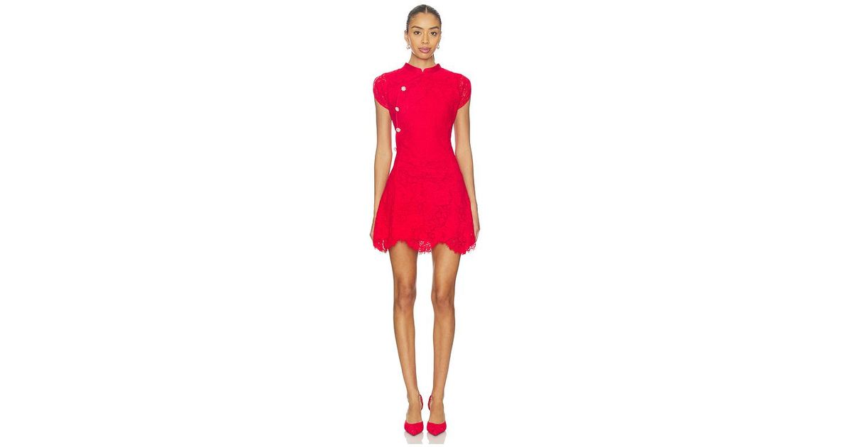 Self-Portrait Fine Lace Mini Dress in Red | Lyst Australia Self-Portrait Fine Lace Mini Dress in Red | Lyst Australia