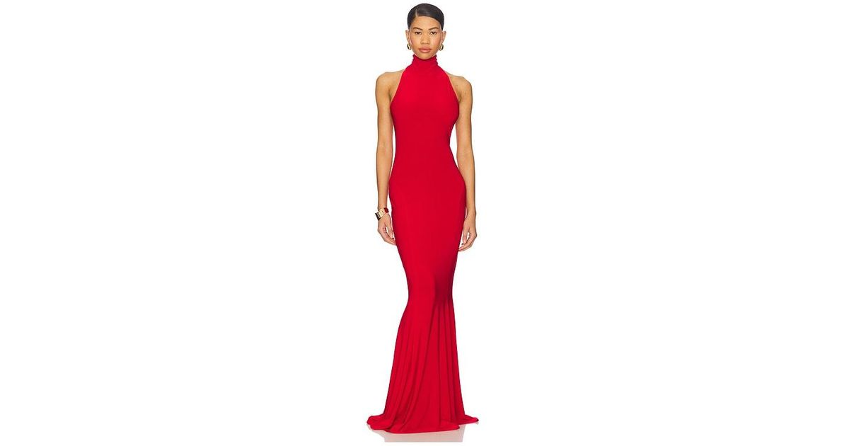 Norma Kamali X Revolve Halter Turtle Fishtail Gown in Red | Lyst Norma Kamali X Revolve Halter Turtle Fishtail Gown in Red | Lyst