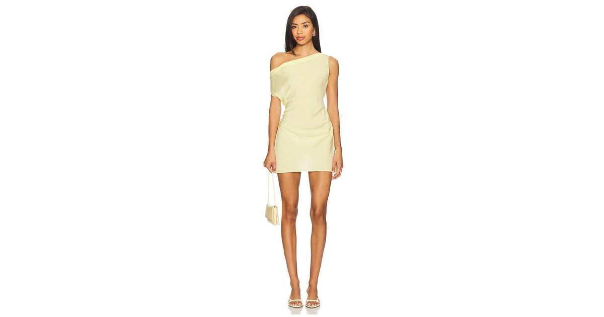 lioness sweetheart mini dress Lioness Sweetheart drape off shoulder satin mini dress in cream polka dot