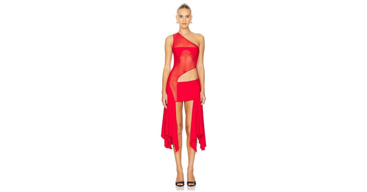 Sketch-Y X Revolve Tricot Mesh Dress in Red | Lyst