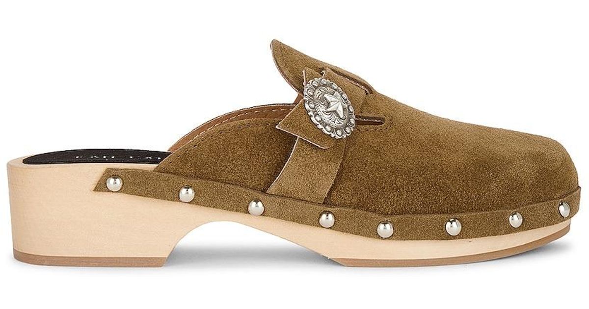 KATE CATE Allegra Suede Clog in Brown Lyst