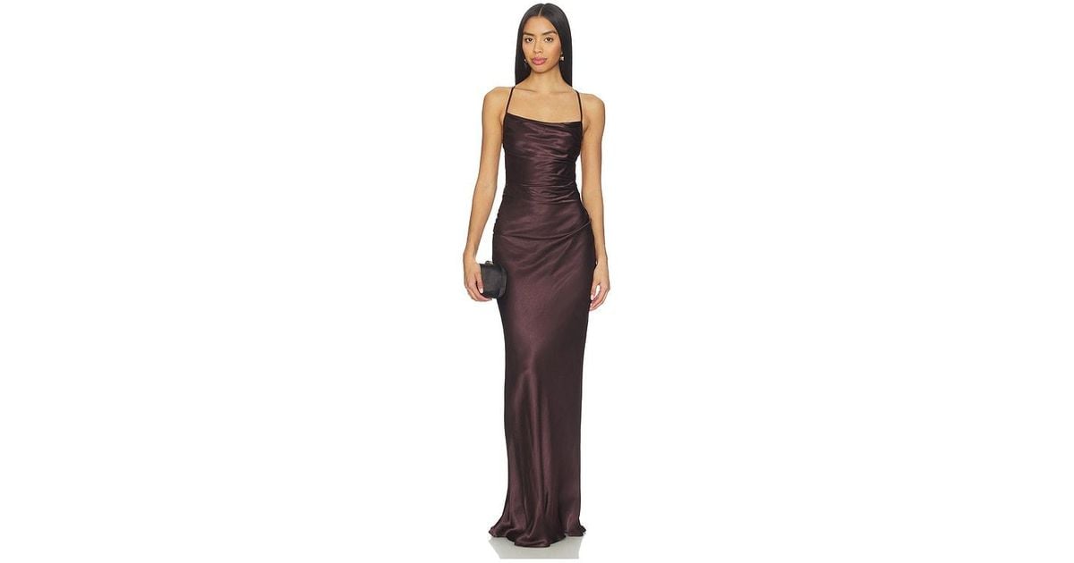 Shona Joy La Lune Lace Back Maxi Dress in Brown | Lyst