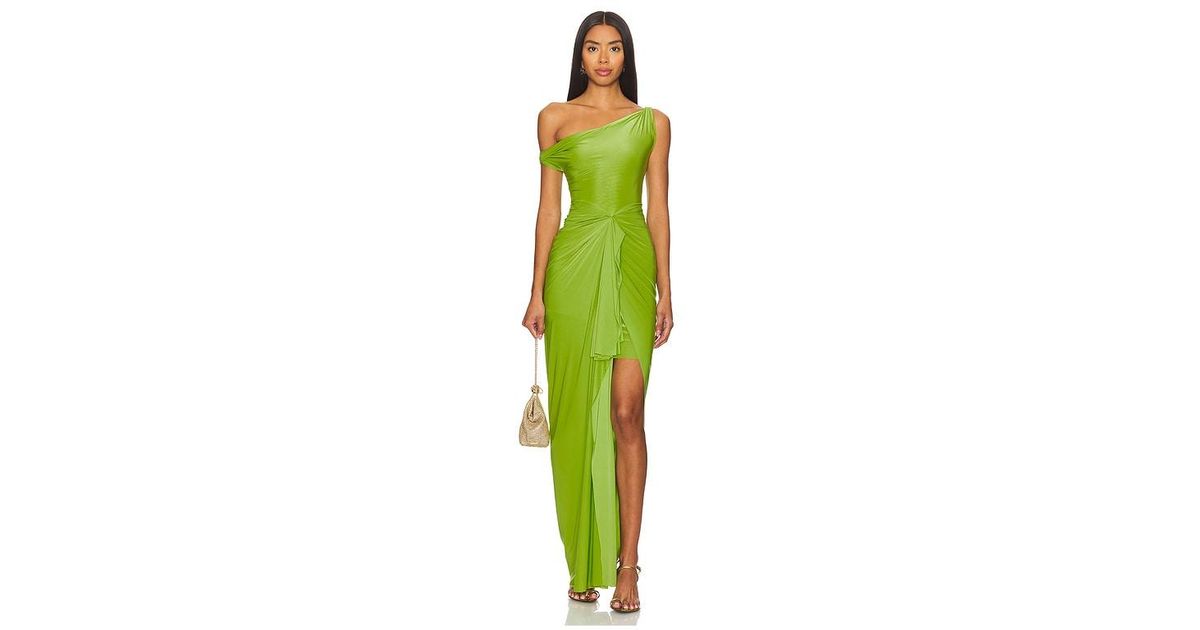 nellie dress in green deme by gabriella lightweight kids satin gown