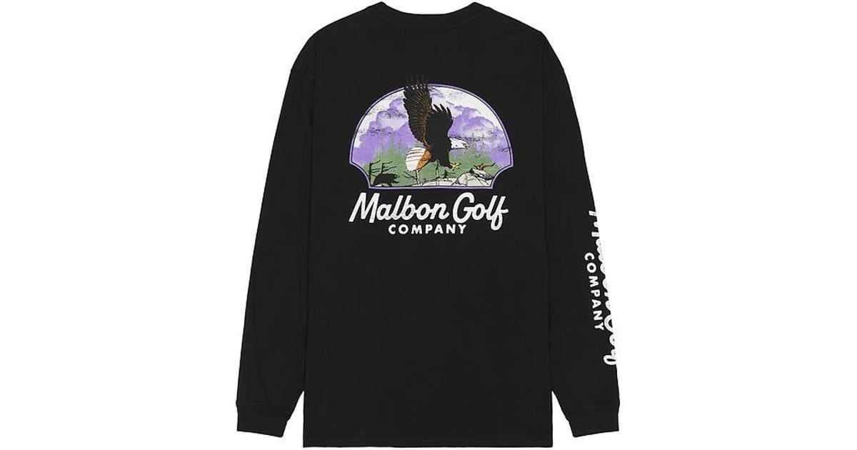 Malbon Golf Eagle Long Sleeve Tee in Black for Men | Lyst