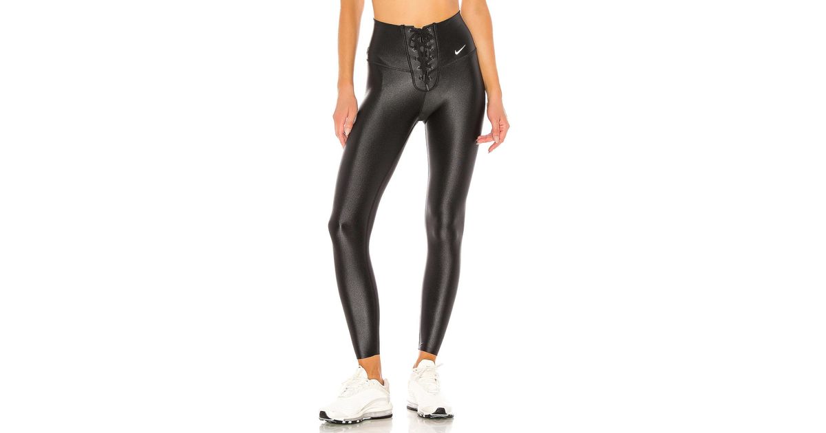 nike women sportswear sport shine leggings black white
