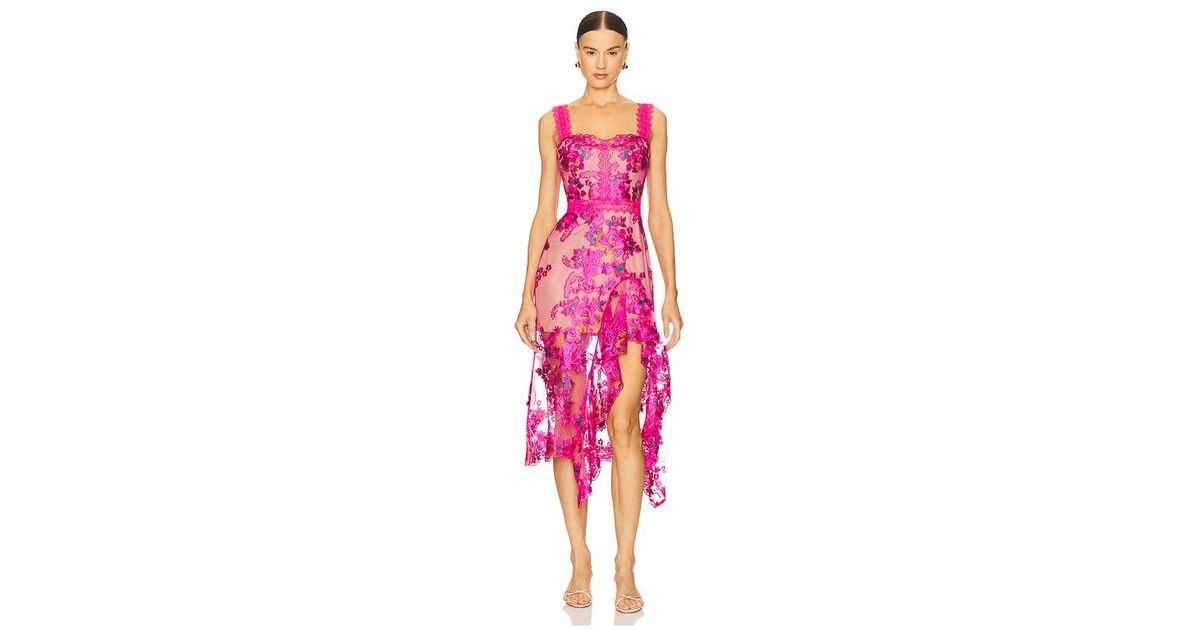 midi dress with floral embroidery Kévina floral-embroidered tiered ruffled midi dress