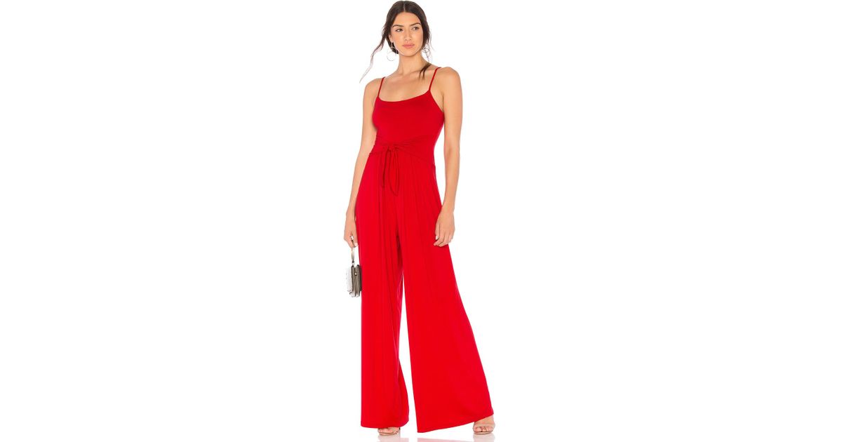 red flowy jumpsuit