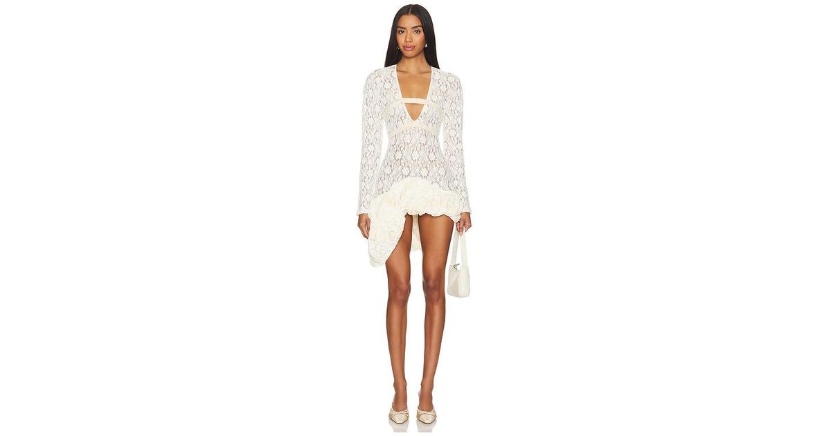 YUHAN WANG Draped Lace Dress in White | Lyst