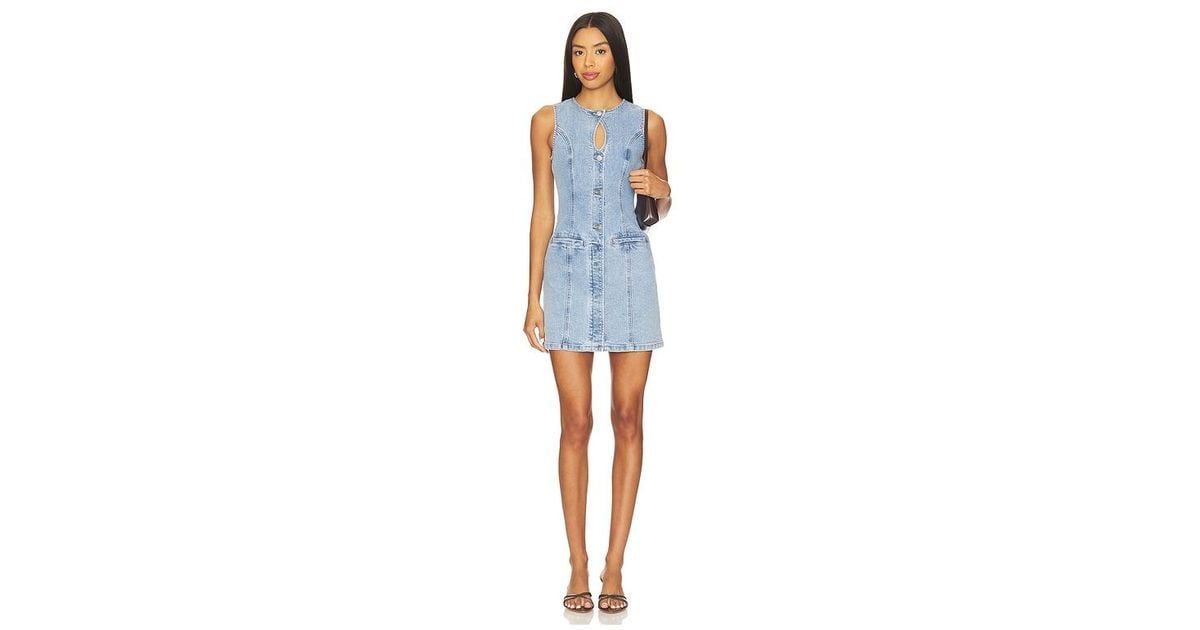 SOVERE Etch Denim Mini Dress in Blue | Lyst